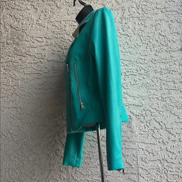 Levi's Moto Turquoise Leather Jacket-size Small, used once with a tag - Picture 6 of 16